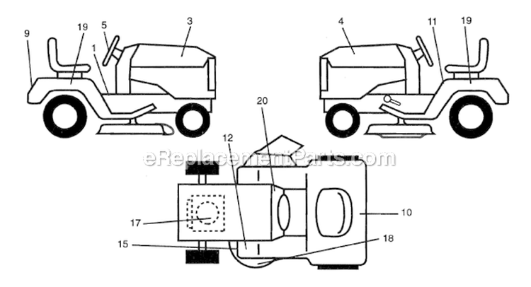Wheels  Tires Diagram and Parts List for HD12538J  Weed Eater Lawn Tractor